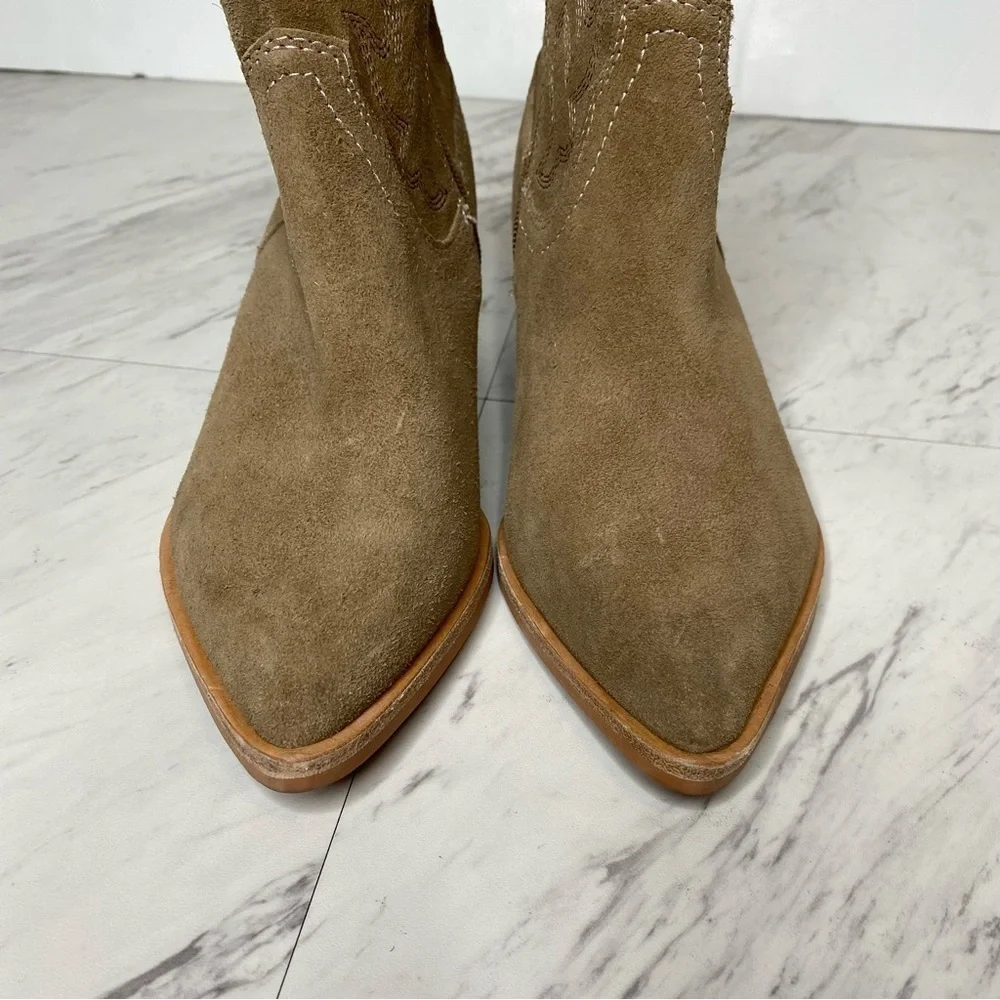 New! Dolce Vita Solow Tan Suede Western Bootie 6